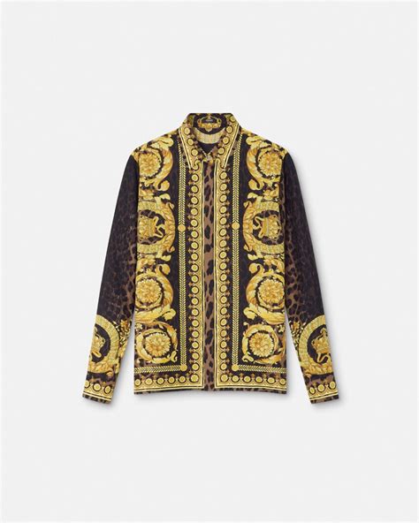 versace animal shirt|Wild Barocco Silk Shirt Animalier .